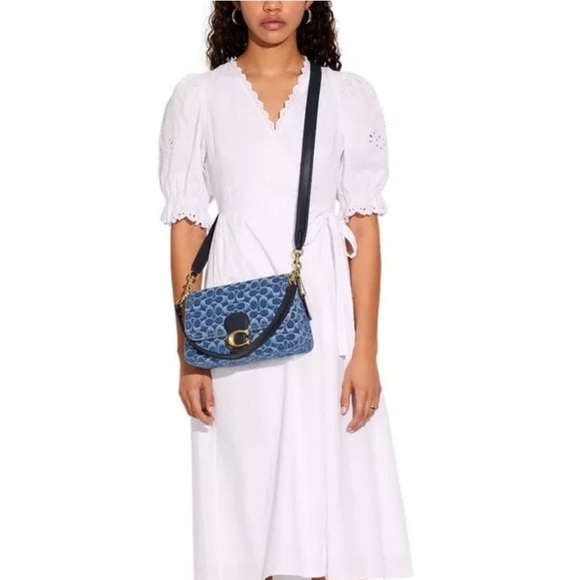 Coach Tabby Washed Denim b4/indigo Soft Shoulder Bag - Picture 3 of 15